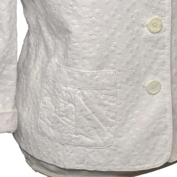 VINTAGE STYLE & CO. Jacket Blazer Ruched details White Floral Size 16 Like new - Picture 3 of 12